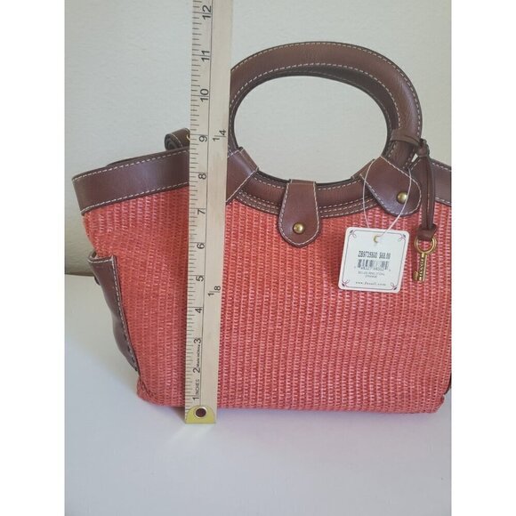Fossil Purse Belize Ring Satchel Orange Beachy Shoulder strap 78083 NWT - Picture 15 of 16